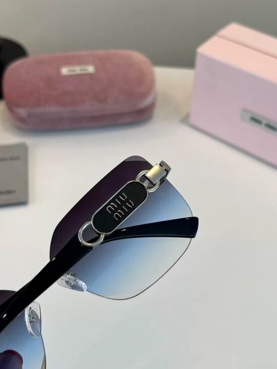 Miu Miu Rimless Gradient Blue Square Sunglasses Designer Shades main image 5